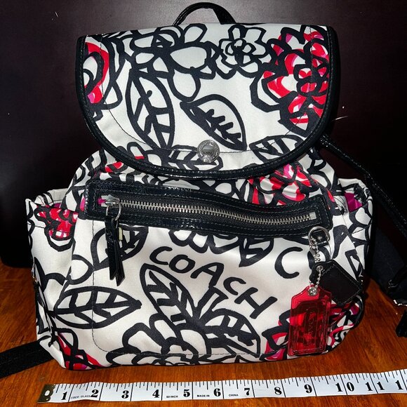 Coach Floral Graffiti Canvas Backpack - Matching Wallet Sold Separately - Picture 4 of 10